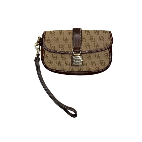 Dooney & Bourke Handbags - Dooney & Bourke 1975 Monogram Leather Canvas Clutch Wristlet